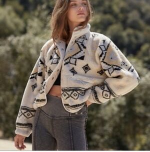 Free People Rocky Ridge Fleece Aztec Print Jacket
